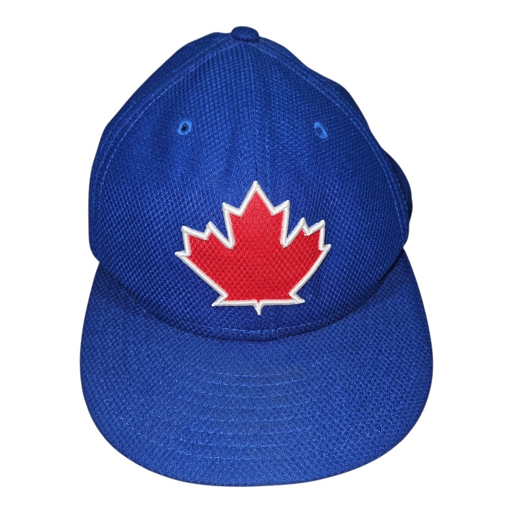 New Era VTG Toronto Blue Jays 59FIFTY Fitted Hat Maple Leaf Blue Sz 7 1/2